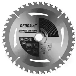 Piła tarczowa do drewna super cienka DEDRA HA16540E 40 zębów, 165x16x1,0x1,6mm