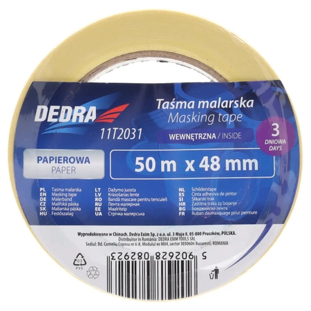 Лента за вътрешно боядисване 48 mm x 50 m, 3-дневна, DEDRA 11T2031