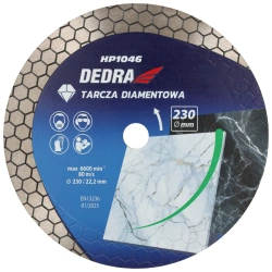 Diamantna ploča s segmentom tipa saća, DEDRA H1046 ploča za rezanje, mokro rezanje, suho rezanje, promjer 230 mm