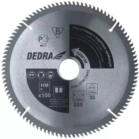 DEDRA H450100 Krožna žaga za les s karbidom, 100 zob, premer 450x30 mm, širina