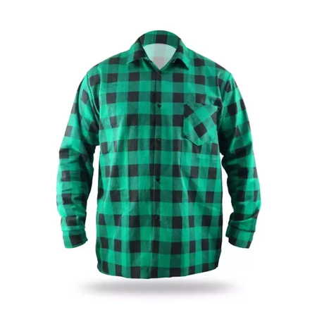 Koszula flanelowa DEDRA BH51F4-XXL zielona, rozm.XXL, 100% bawełna