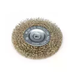 Pločasta žičana četka, presvučena mesingom 150mm,  promjer otvora 16mm