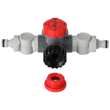 Uhlové dvojité pripojenie kohútika 1/2"-3/4", karta, GARDEN DEDRA 80N008K