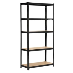 Kovinska skladiščna polica DEDRA N1411, 5 MDF polic, mere 180x90x40 cm, črn