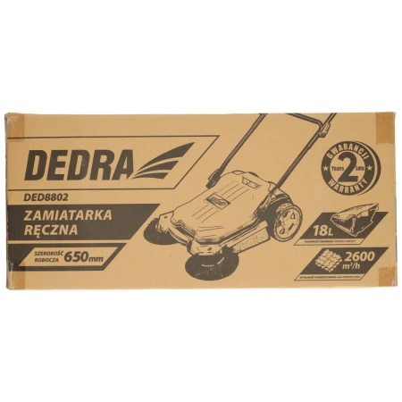 Ръчна метачка DEDRA DED8802 с 3 четки, 650 мм ширина на почистване, 18 л резервоар