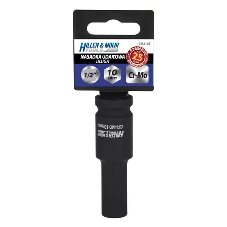 Impact sockets long 1/2', Cr-Mo steel