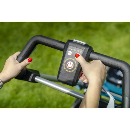 DEDRA SAS+ALL Set: Cordless Lawn Mower 2x18V DEDRA SAS+ALL DED6997X-2A5 + 2x Battery DED7035 and Charger DED7038V