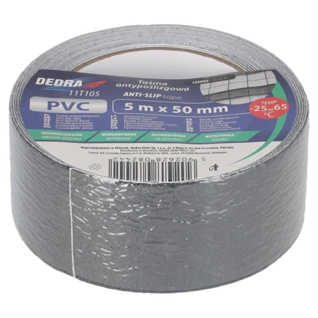 Противоплъзгаща лента 50mm x 5m, черна, DEDRA 11T105