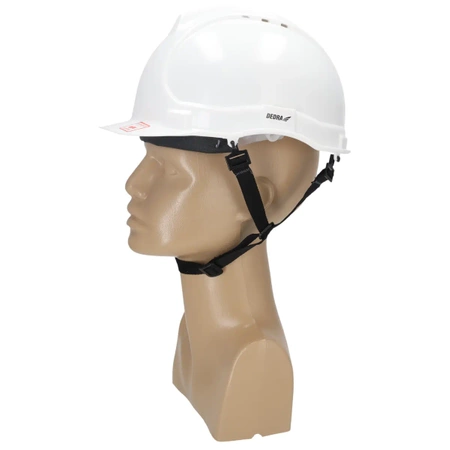 Kask ochronny DEDRA BH1087 biały, 4-punktowy pasek podbródkowy
