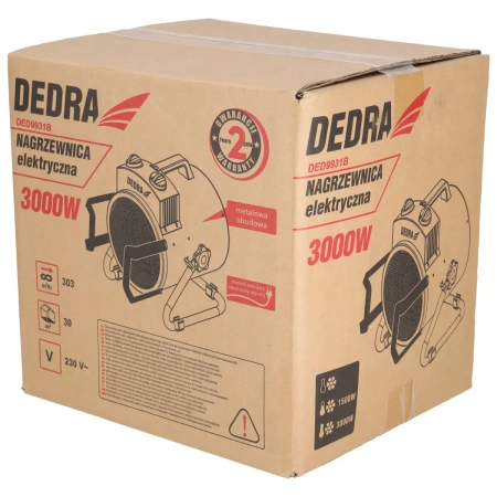 Elektrikütteseade 3,0kW ümmargune, must DEDRA DED9931B