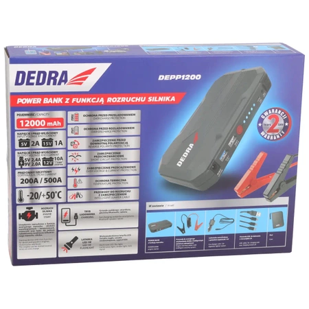 Powerbank с функцией запуска двигателя DEDRA DEPP1200, 12000mAh