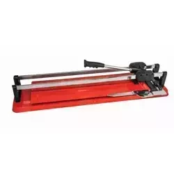 Tile cutter, cushioned base-plate, flat-bar guides