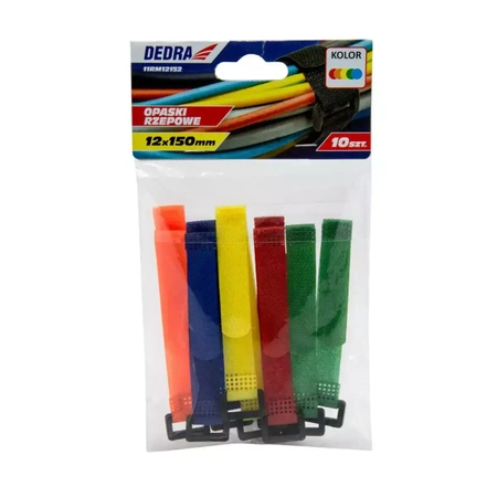 Velcro bands 12x150mm, mix of colors 10pcs