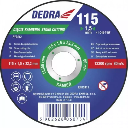 DEDRA disk za rezanje kamna F13413 115x3,0x22,2mm