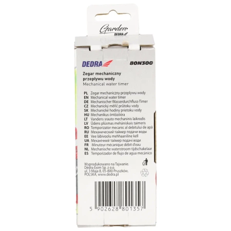 Mehaaniline veevoolu taimeri GARDEN DEDRA 80N300