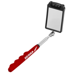 Дзеркало оглядове 50x70мм LED, телескопічне 320-885мм, квадратне, DEDRA 06F803