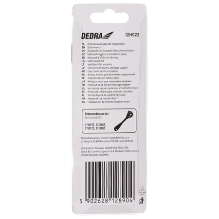 Skrūvgriežu uzgriežņu atslēgas uzgalis, DEDRA 12H022, ligzda 1/2" CrMo