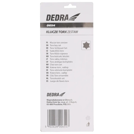 DEDRA 0654 CrV, TORX, набор шестигранных ключей, 215мм, 9шт