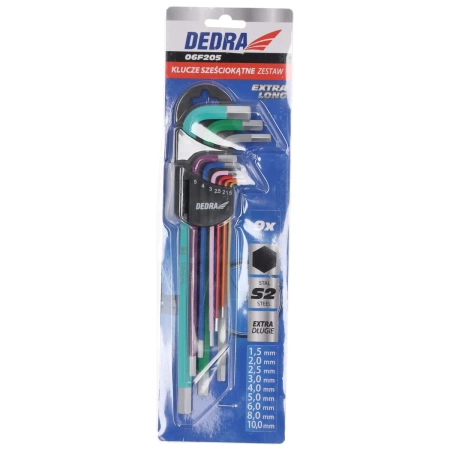 Šesterokutni ključevi ekstra dugi, šareni, 1.5-10mm, set od 9 kom., S2