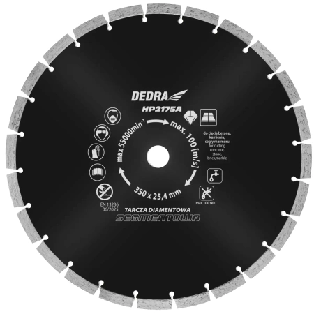 Диск для різання бетону, бетонний диск 350x25,4 мм DEDRA HP2175A
