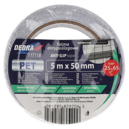 Neslystanti juosta 50mm x 5m, skaidrus / bespalvis, DEDRA 11T118