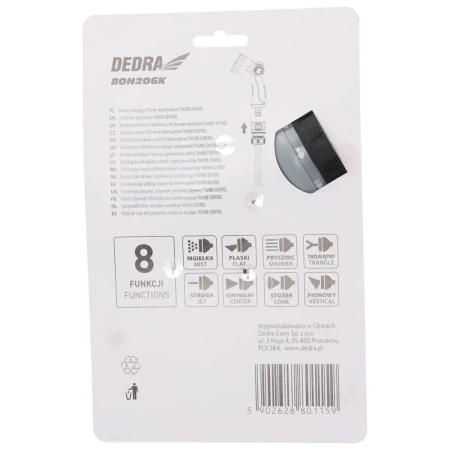 THUMB CONTROL GARDEN DEDRA 80N206K Регулируем пистолет за пръскане с 8 функции с палец