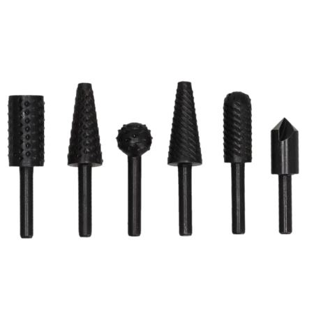 Борфрезы по металлу и дереву, набор DEDRA 07F501 6шт, хвостовик 6мм, HSS