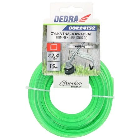 Żyłka tnąca kwadratowa, żyłka do podkaszarki, kosy Garden DEDRA 80Z24152 2,4mm x 15m