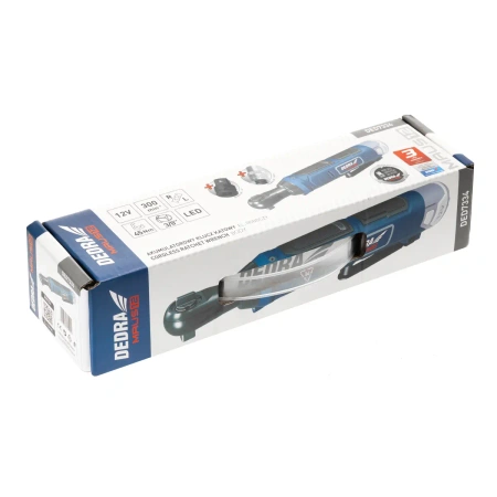 Akumuliatorinis kampinis raktas 12 V, akumuliatorinis rankinis veržliasukis DEDRA MAUS DED7334, 45 Nm, 3/8" laikiklis