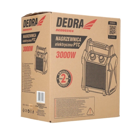PTC električni grijač 3,0 kW DEDRA DED9931C4, 7/2000/3000W, 322 m³/h, keramički grijaći element