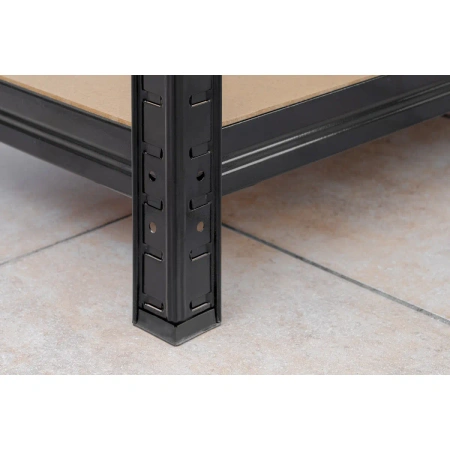 Metāla noliktavas plaukts DEDRA N1411, 5 MDF plaukti, izmēri 180x90x40 cm, melns