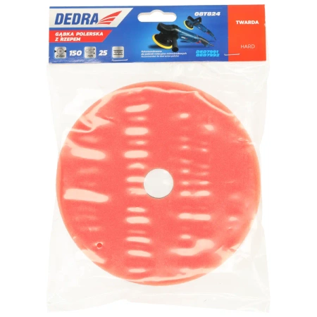 Kemikális polírozó szivacs tépőzárral (narancssárga) DEDRA 08T824, átmérő 150 mm, vastagság 25 mm