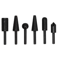 Metal and wood burrs, DEDRA 07F501 6pcs set, 6mm shank, HCS