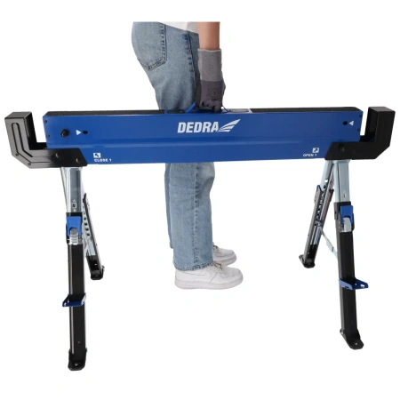 Műhelyállványok, asztalos DEDRA N1103, 2 db, összecsukható, állítható, max. terhelhetőség 1180 kg/pár