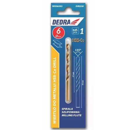 Wiertło do metalu kobaltowe DEDRA WK11014 HSS-Co, 5% Co, 135°, 11x142mm, 1szt