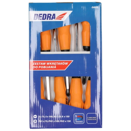 DEDRA 0603 CrV комплект отвертки, за удряне, 7бр.