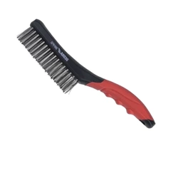 Perie de sârmă cu patru rânduri, DEDRA 2001P32 din oțel inoxidabil, 260 mm, mâner din două materiale