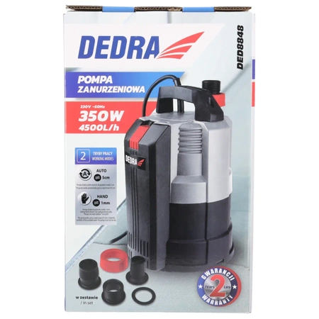 Garden DEDRA DED8848 sukelpump puhtale ja määrdunud veele, lameda imemisega pump, 350W