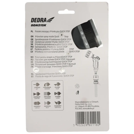 9-функционален пистолет за пръскане QUICK STOP GARDEN DEDRA 80N215K