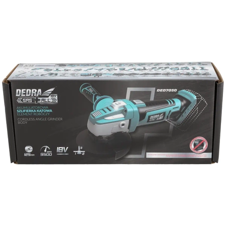 18V akutoitel töötav nurklihvmasin, DEDRA SAS+ALL DED7050 125mm, 9500 rpm
