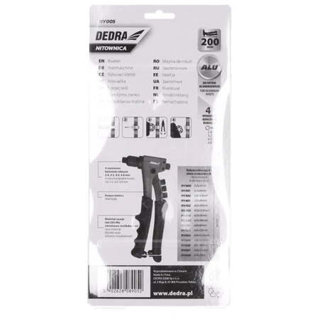 Nitownica kompaktowa do nitów aluminiowych DEDRA 11Y005 długość 200mm