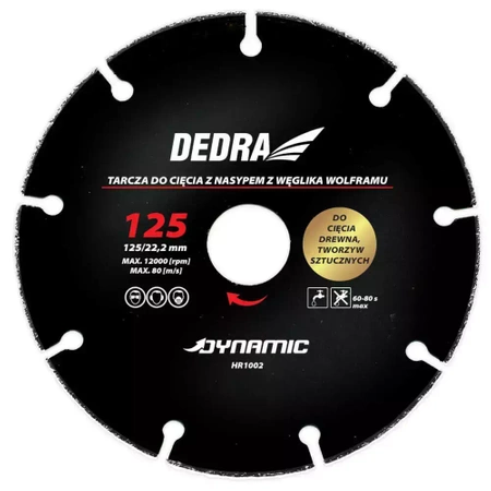 DEDRA HR1002 saetera puidu ja plastide lõikamiseks, 125mm/22,2mm