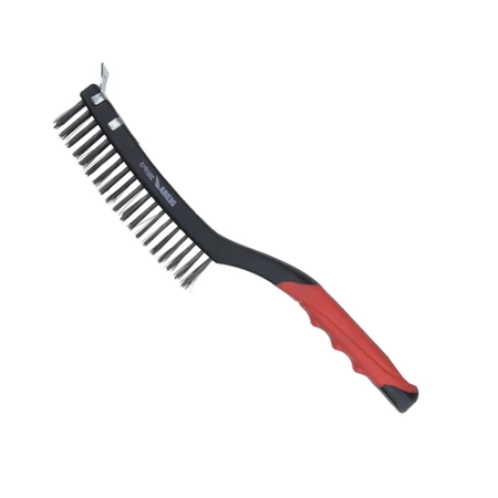 Wire brush 3 row, DEDRA 2001P13 scraper, steel, 340mm, two-material handle