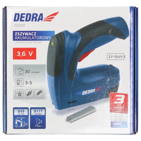 Upholstery stapler, cordless upholstery tacker DEDRA 11Z010 staple range 6-10mm