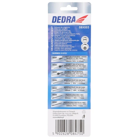 5/8'' SDS PLUS universalių skylių pjūklų laikiklis DEDRA 08X003