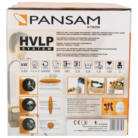 HVLP lakirna enota za brizganje PANSAM A730200 650W šoba 2,5 mm