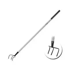 Cutivator cu trei dinti cu coadă din metal pentru grădină