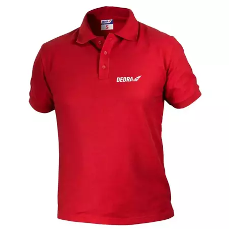 Koszulka męska polo DEDRA BH5PC-S S, czerwona, 35%bawełna + 65%poliester