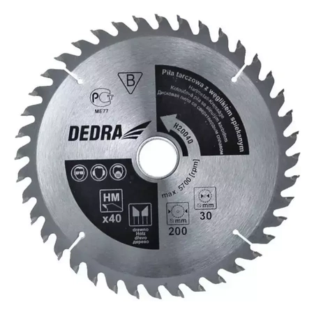 Piła tarczowa do drewna z węglikiem DEDRA H25540 40 zębów, śr.255x30 mm, widia