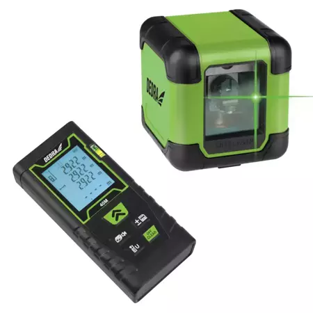 Zestaw narzędzi pomiarowych: laser krzyżowy zielony + dalmierz laserowy 40m DEDRA MC0920